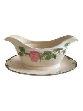 Franciscan Desert Rose Gravy Boat Pink Roses Green Leaves Graceful